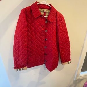 Red Burberry Brit Quilted Jacket Size Large
